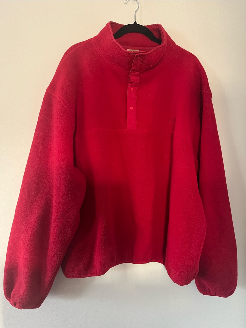 Vintage LL Bean Red Snap Button Fleece Pullover Mens XL Cabin Outdoors 90s